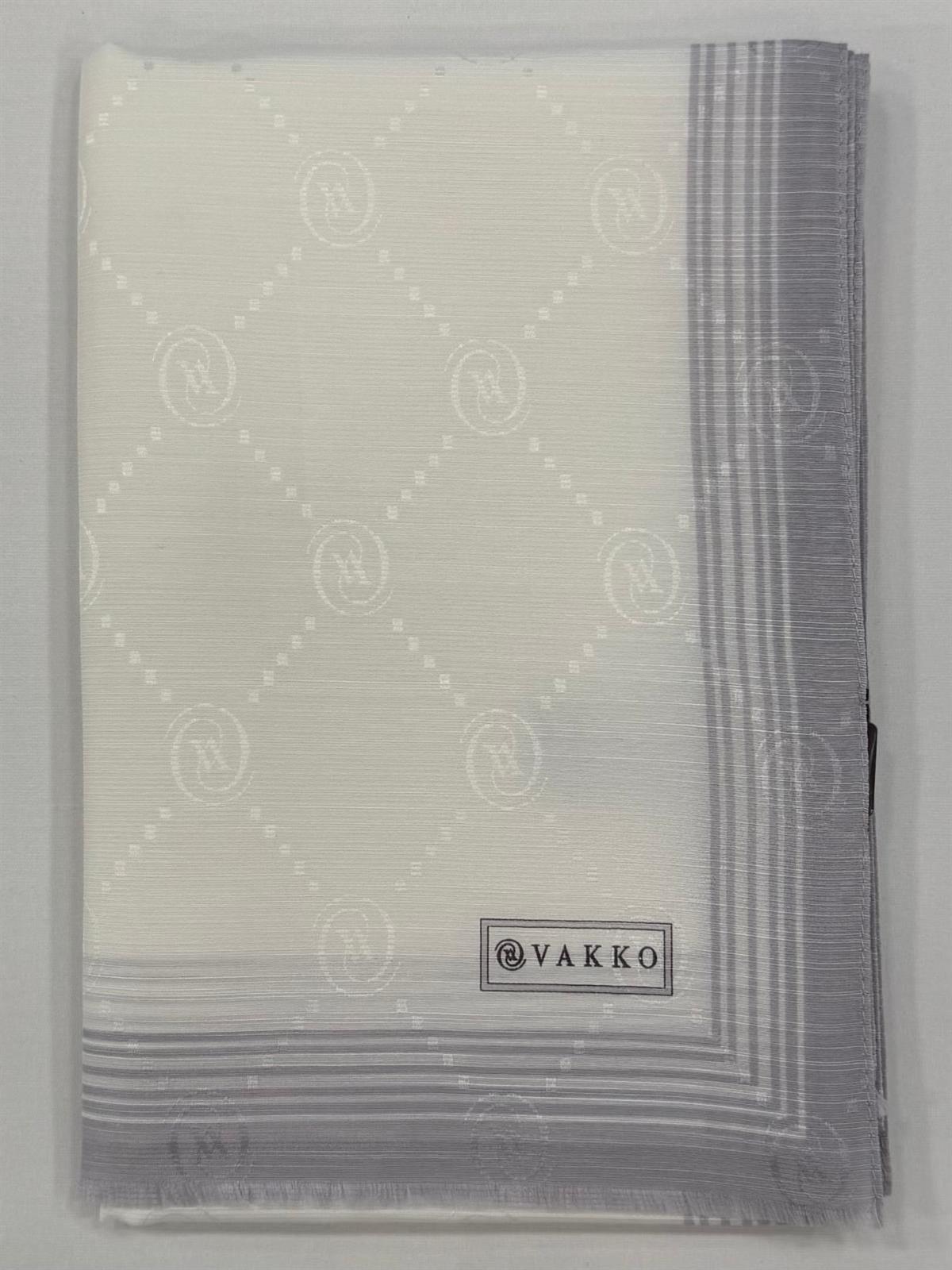 Vakko Monogram Pamuk İpek Bordürlü Şal 41540-Beyaz