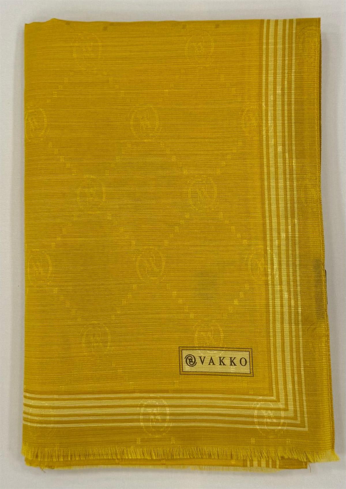 Vakko Monogram Pamuk İpek Bordürlü Şal 41540-Sarı