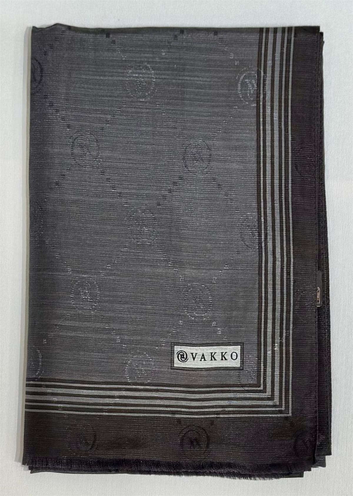 Vakko Monogram Pamuk İpek Bordürlü Şal 41540-Koyu Gri