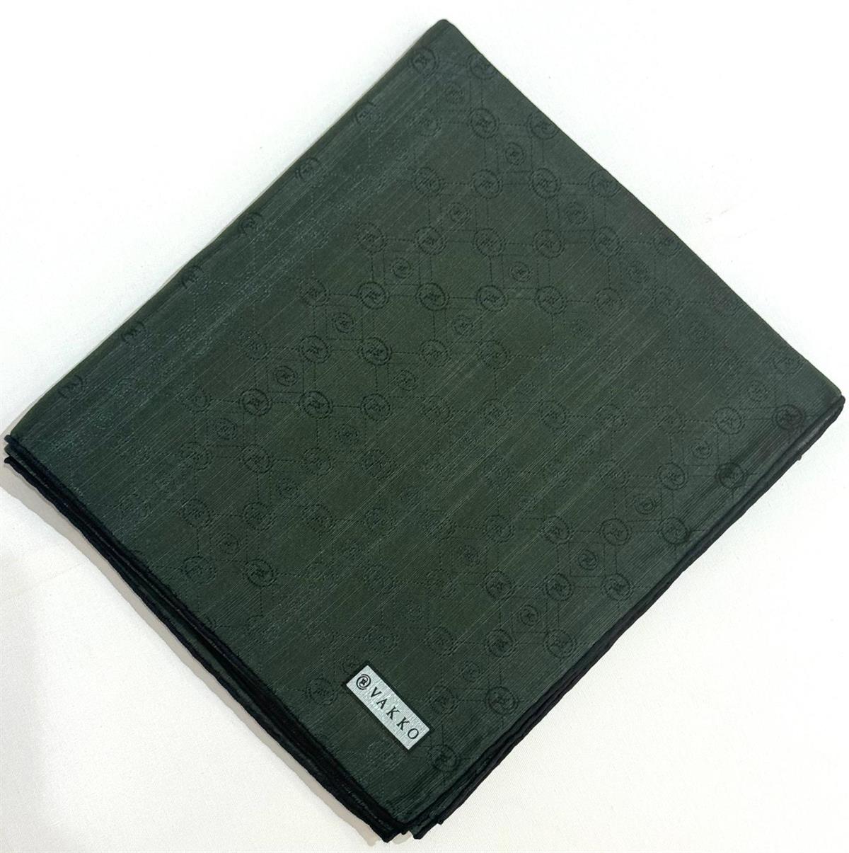 Vakko Monogram Pamuk İpek Eşarp 3000655-Koyu Yeşil