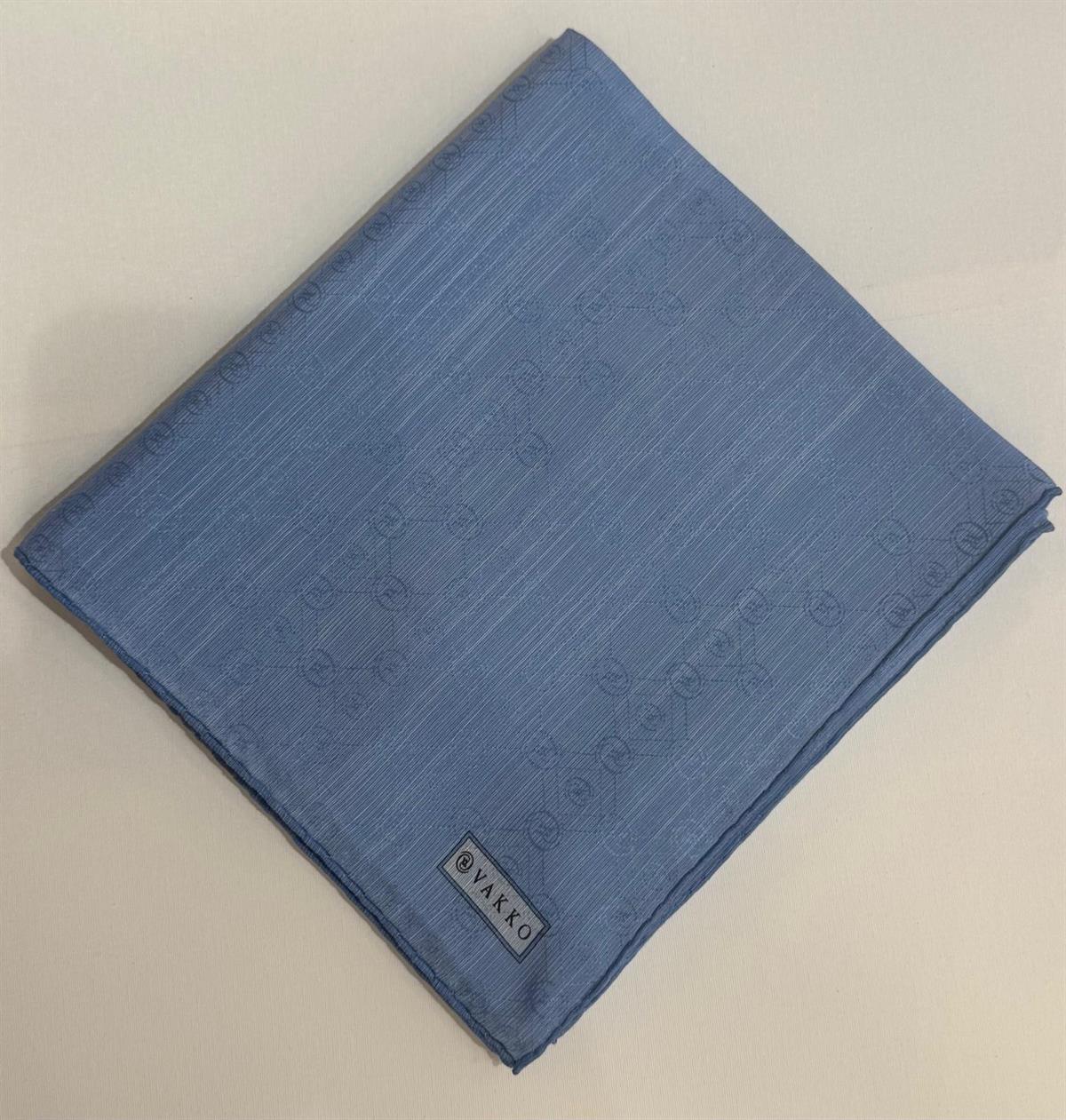 Vakko Monogram Pamuk İpek Eşarp 3000655-Bebe Mavi
