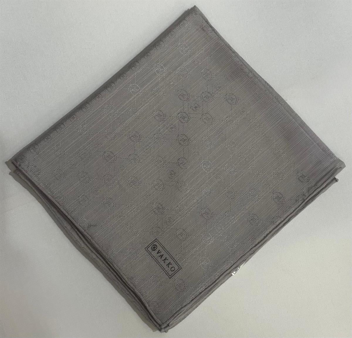 Vakko Monogram Pamuk İpek Eşarp 3000655-Gri
