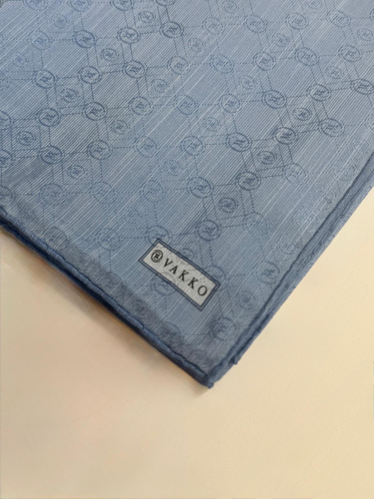 Vakko Monogram Pamuk İpek Eşarp 3000655-Bebe Mavi