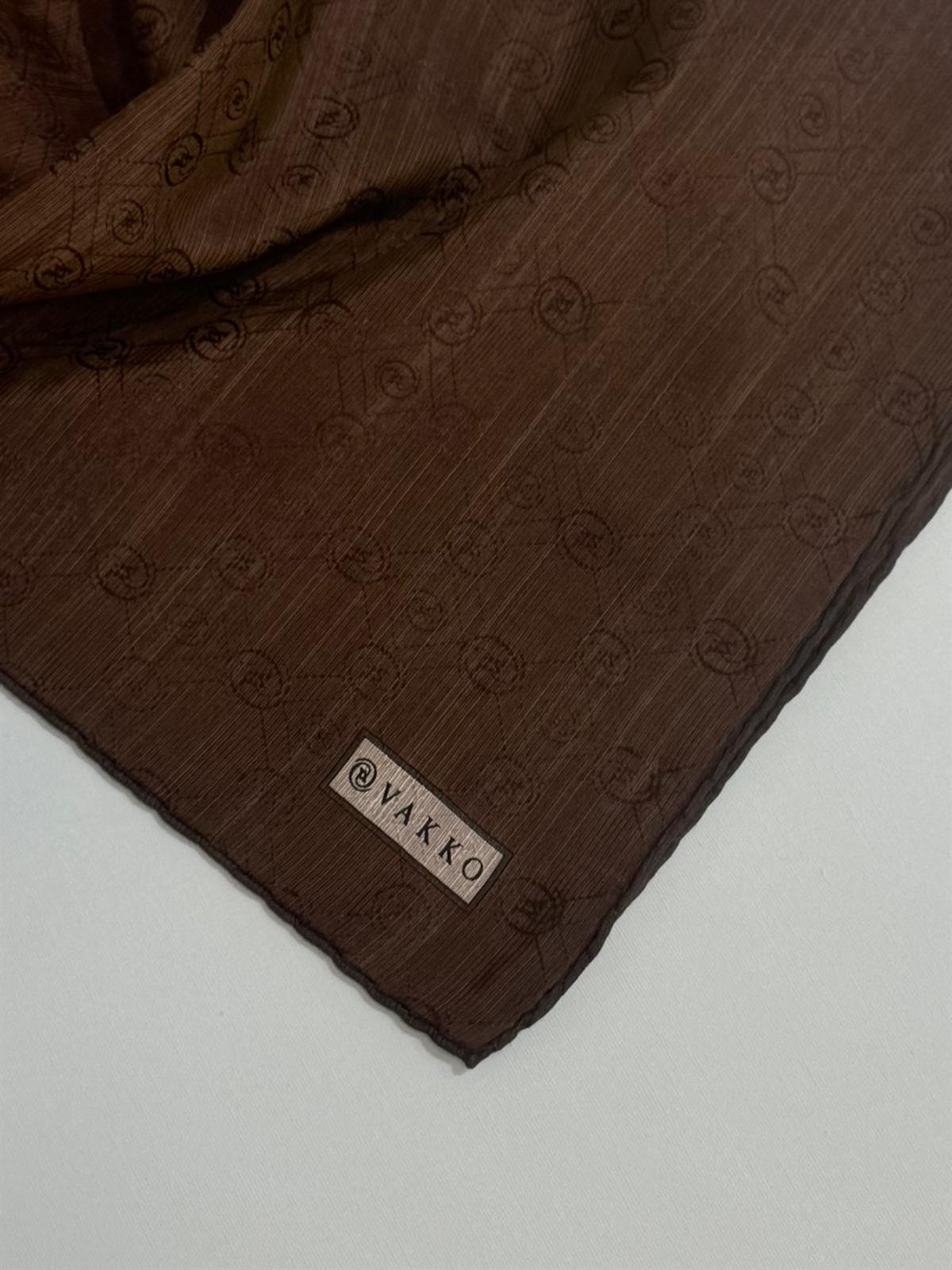 Vakko Monogram Pamuk İpek Eşarp 3000655-Kızıl Kahve