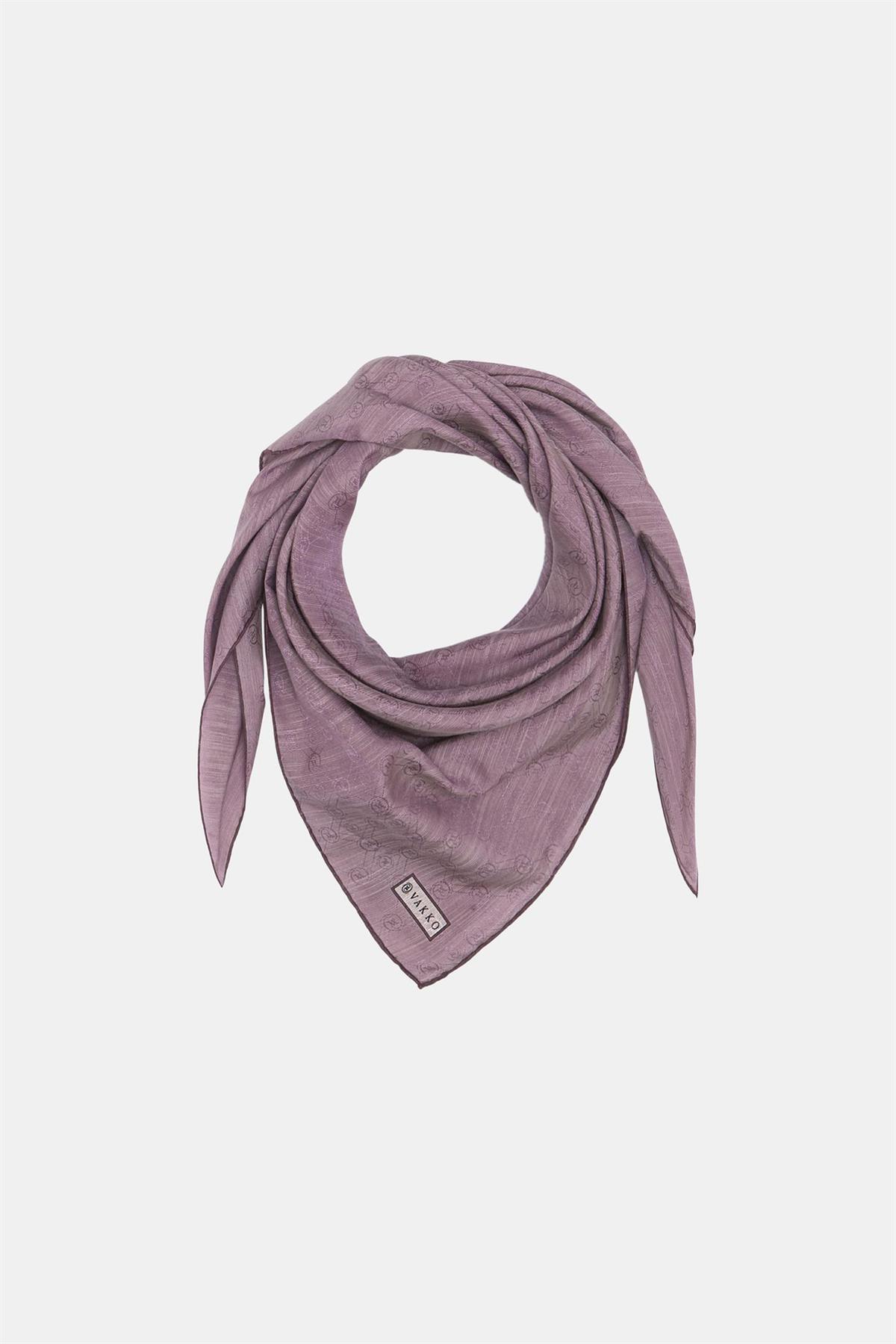 Vakko Monogram Pamuk İpek Eşarp 3000655-Gül Kurusu