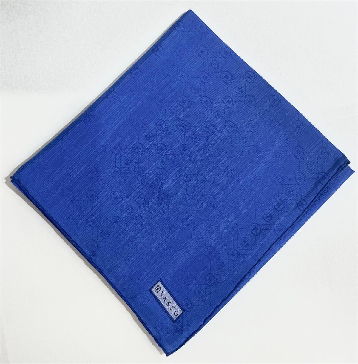 Vakko Monogram Pamuk İpek Eşarp 3000655-Saks Mavi
