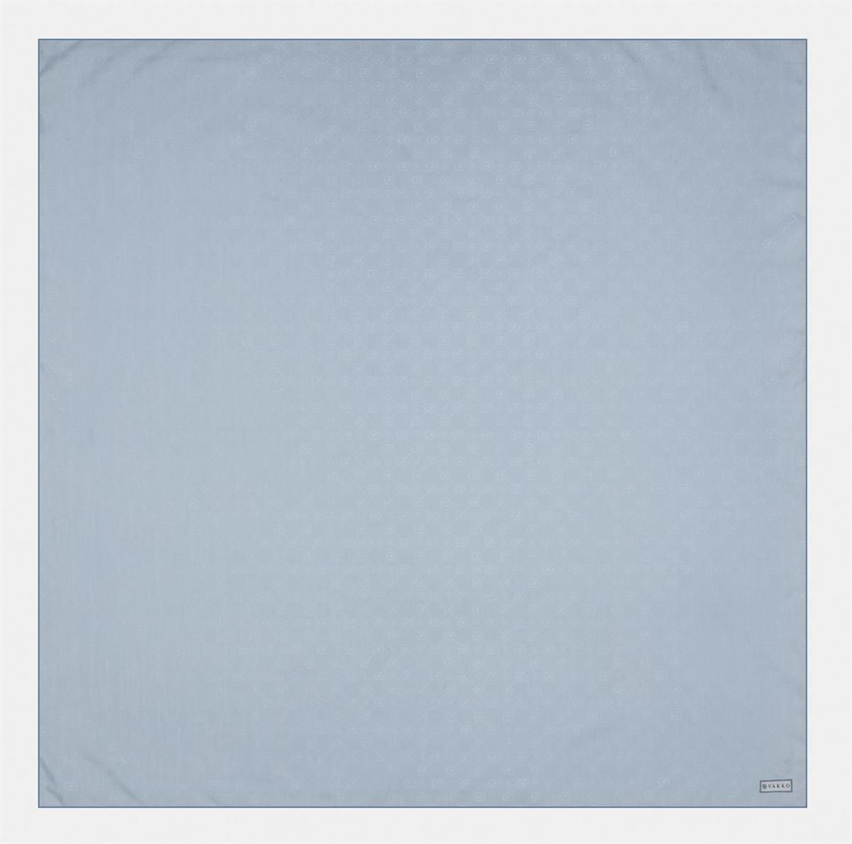 Vakko Monogram Pamuk İpek Eşarp 3000655-Açık Mavi