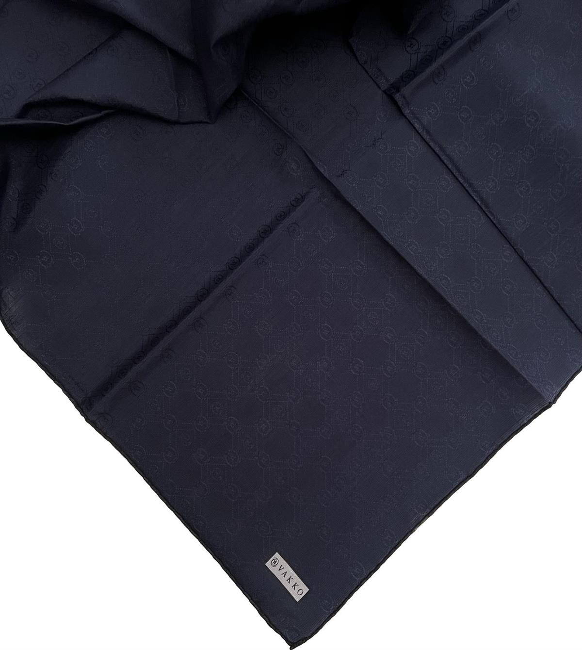 Vakko Monogram Pamuk İpek Eşarp 3000655-Lacivert