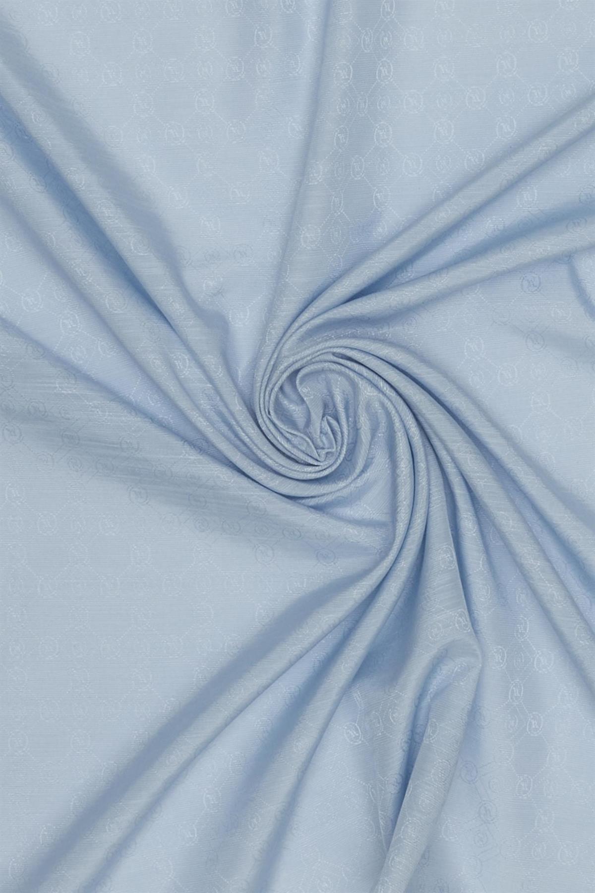 Vakko Monogram Pamuk İpek Eşarp 3000655-Açık Mavi