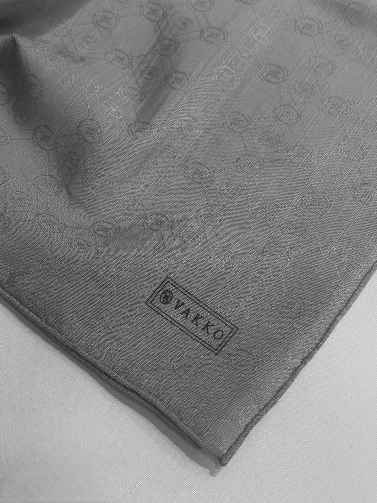 Vakko Monogram Pamuk İpek Eşarp 3000655-Gri