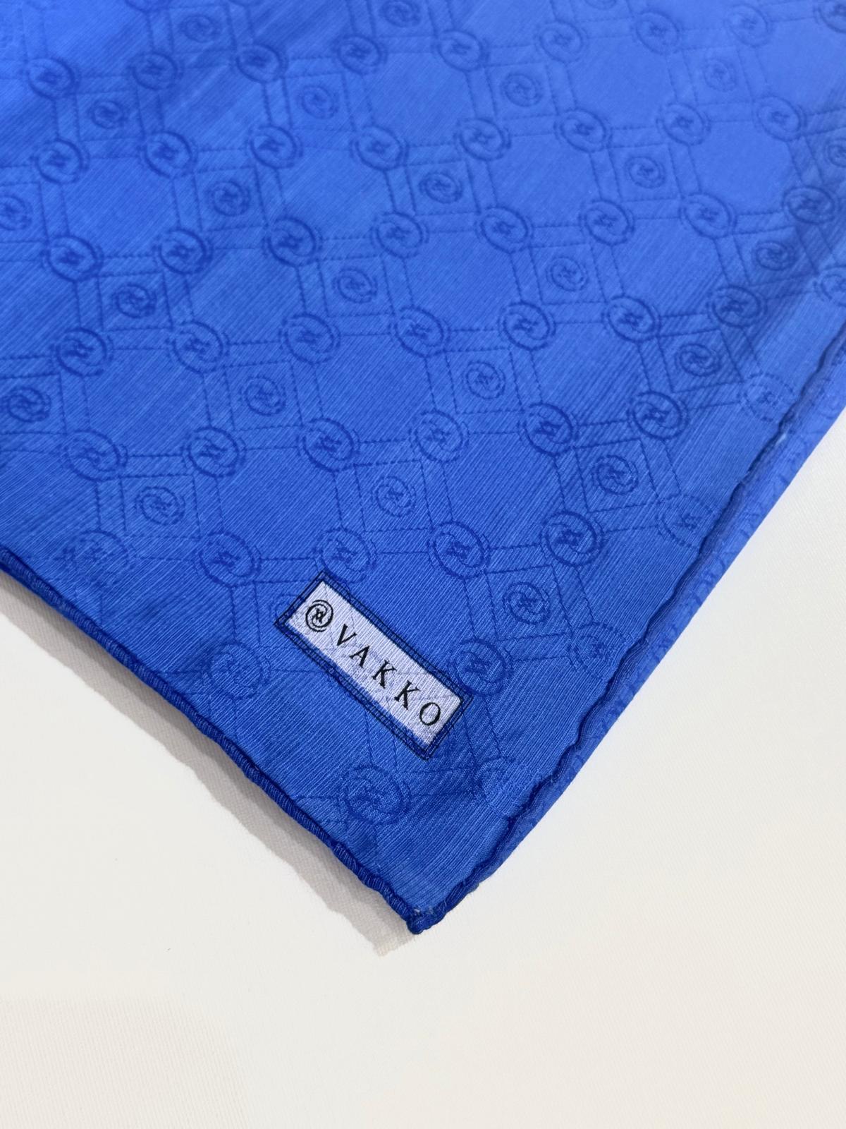 Vakko Monogram Pamuk İpek Eşarp 3000655-Saks Mavi