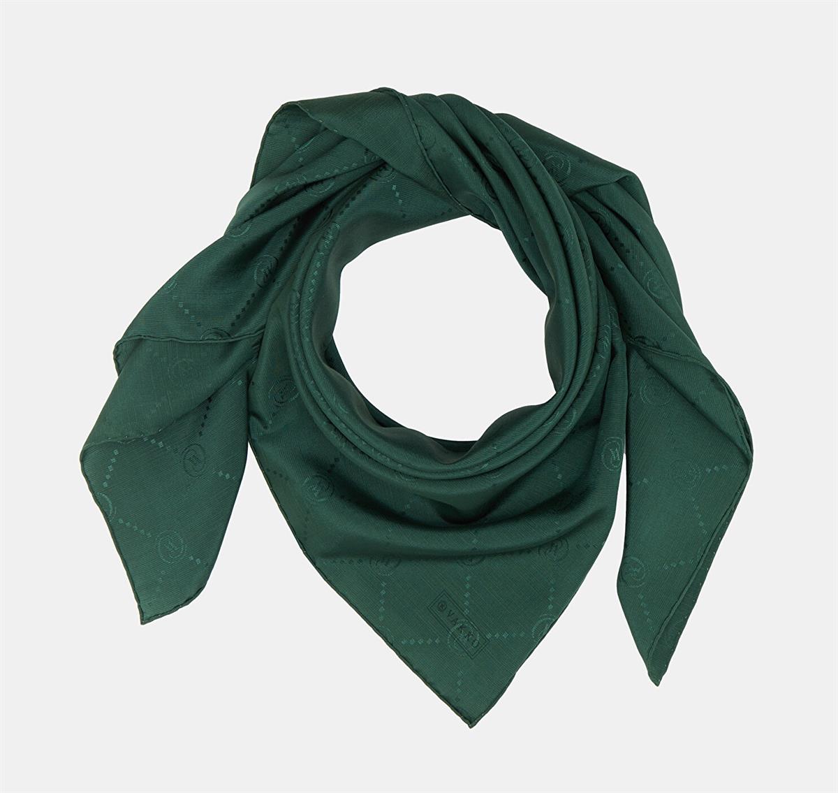 Vakko Monogram Pamuk İpek Eşarp 40828-Nefti