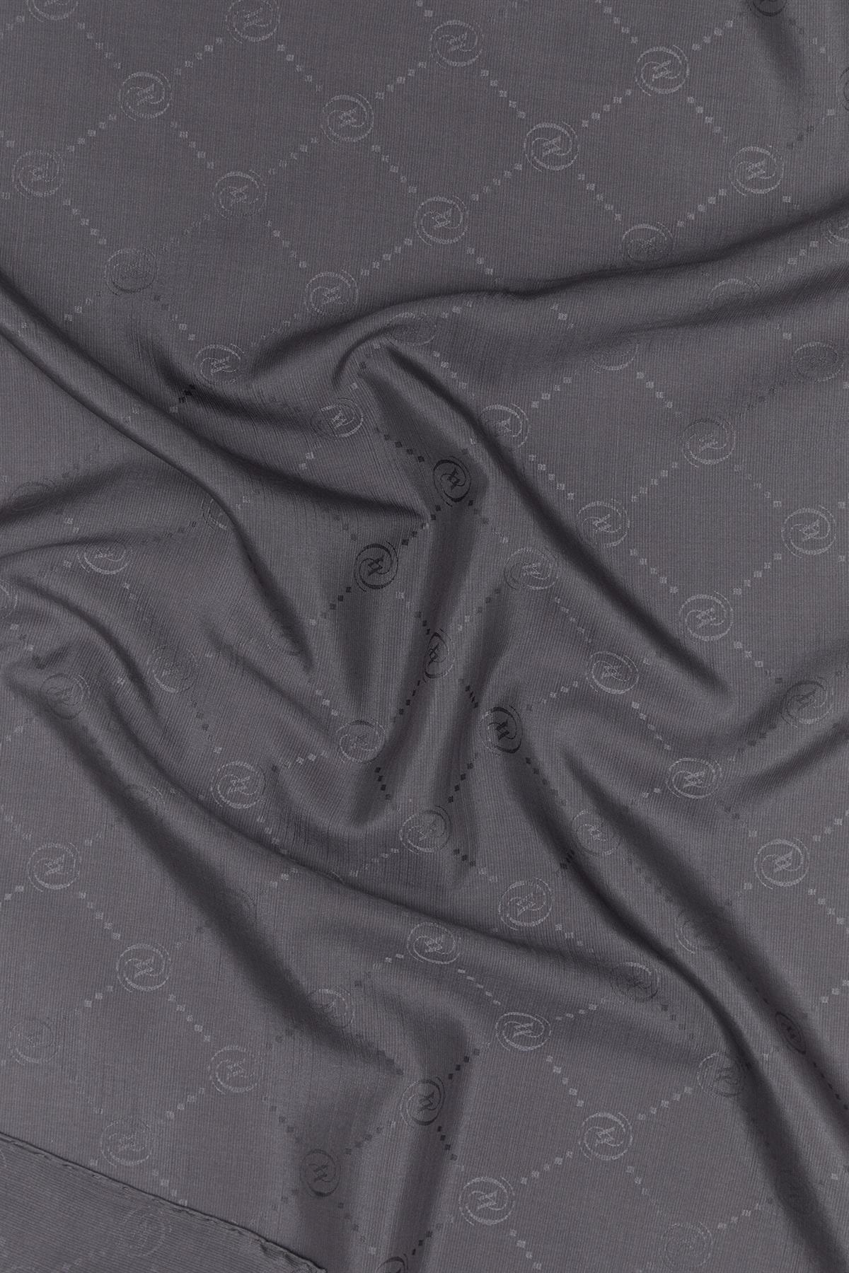 Vakko Monogram Pamuk İpek Eşarp 40828-Antrasit