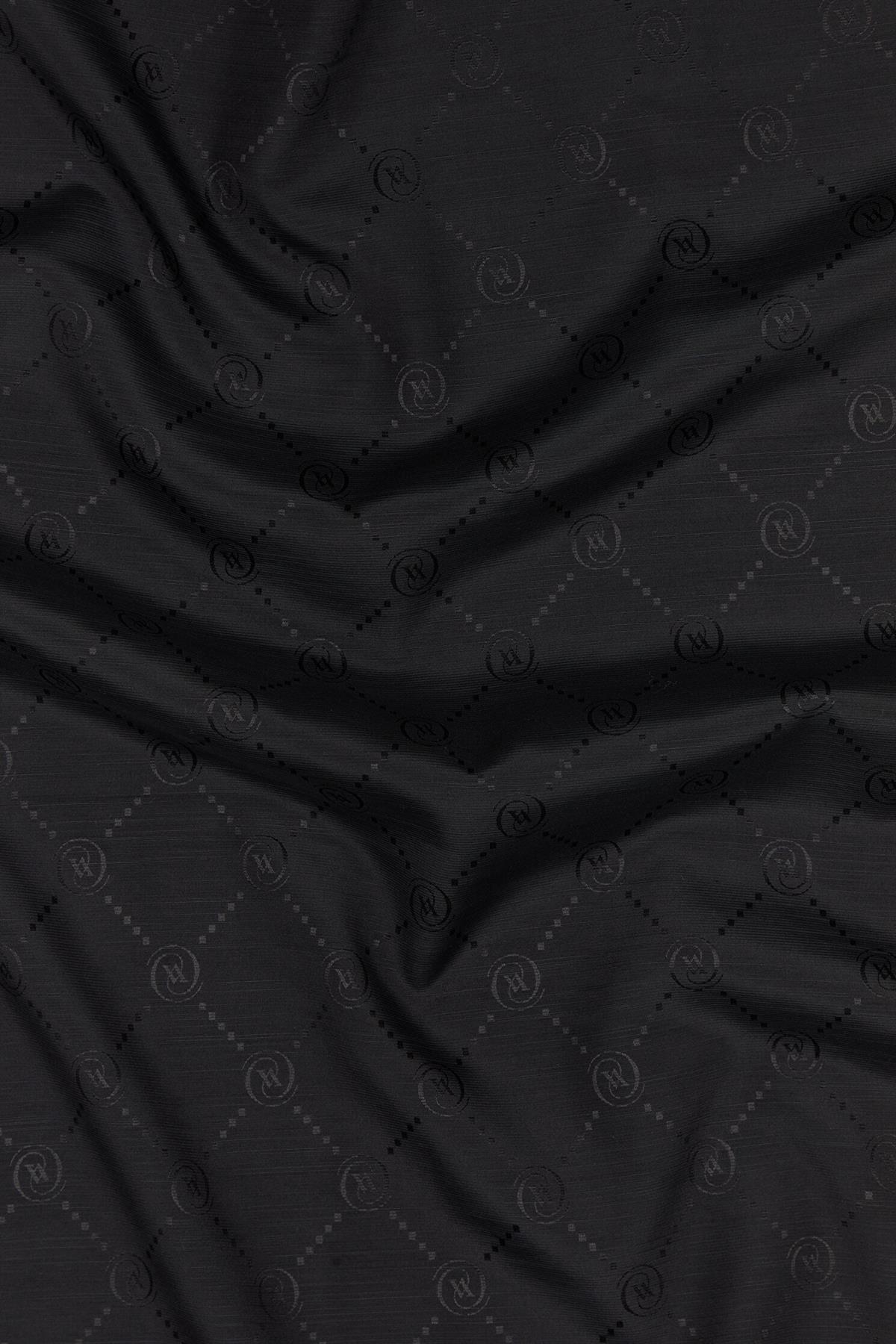 Vakko Monogram Pamuk İpek Eşarp 40828-Siyah