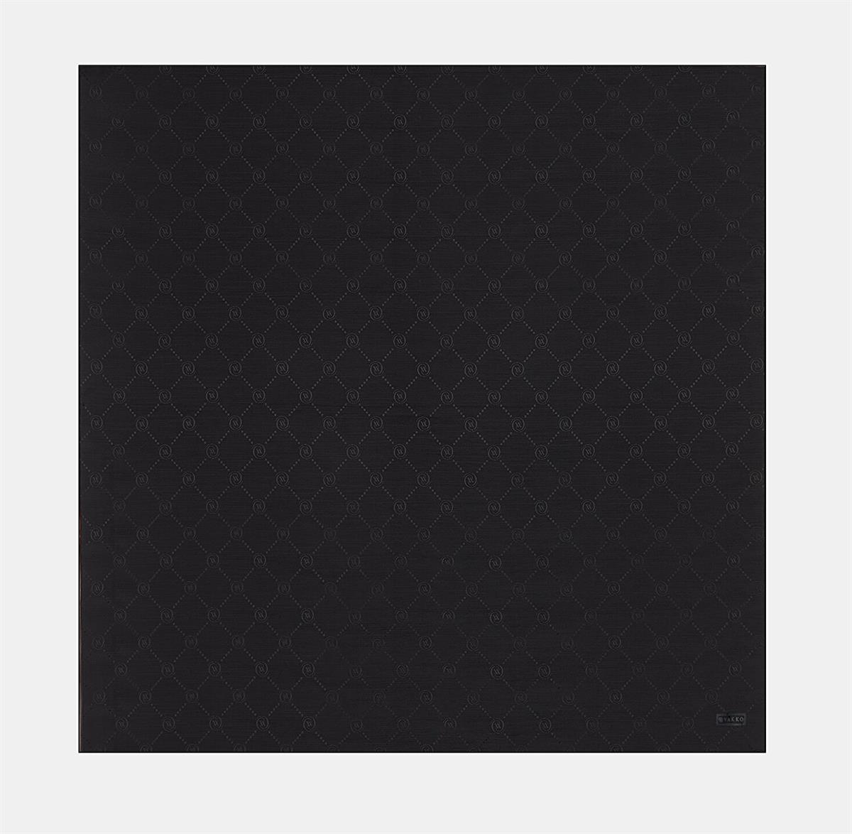 Vakko Monogram Pamuk İpek Eşarp 40828-Siyah