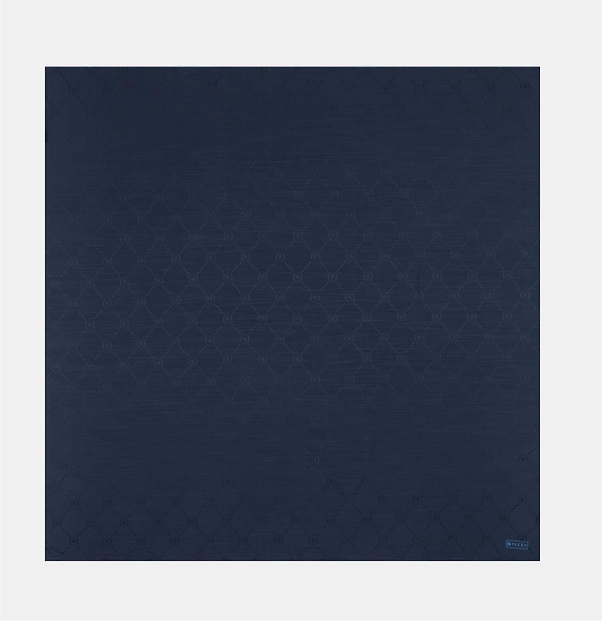 Vakko Monogram Pamuk İpek Eşarp 40828-Lacivert