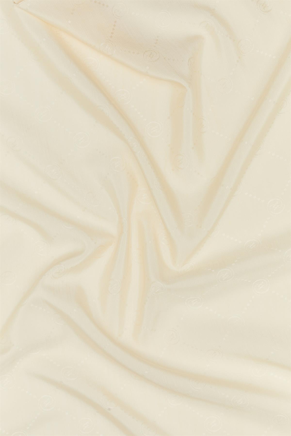 Vakko Monogram Pamuk İpek Eşarp 40828-Ekru