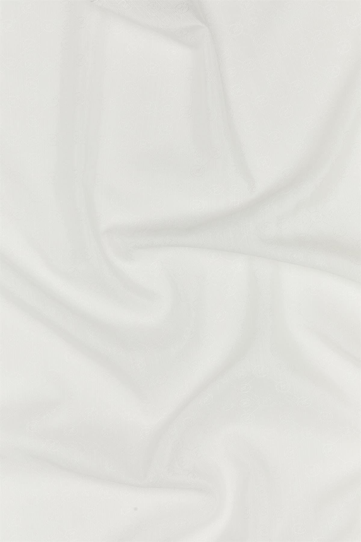 Vakko Monogram Pamuk İpek Eşarp 40829-Beyaz