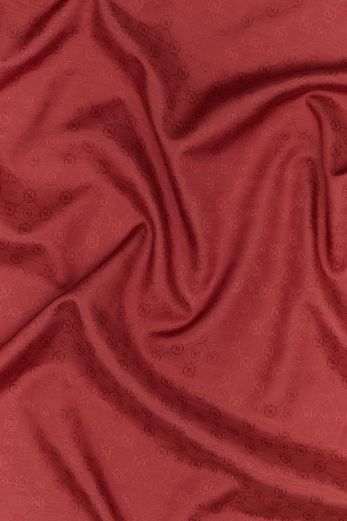 Vakko Monogram Pamuk İpek Eşarp 40829-Bordo