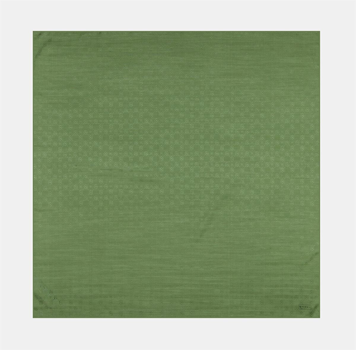 Vakko Monogram Pamuk İpek Eşarp 40829-Açık Yeşil