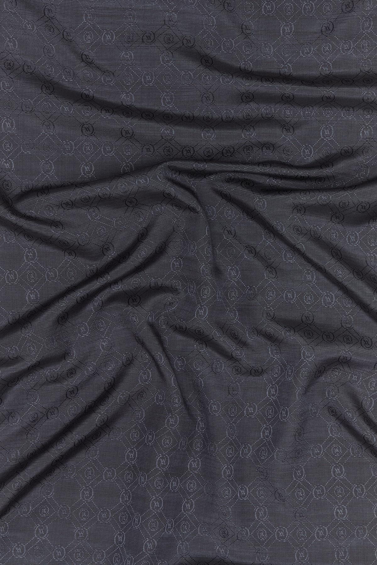 Vakko Monogram Pamuk İpek Eşarp 40829-Antrasit