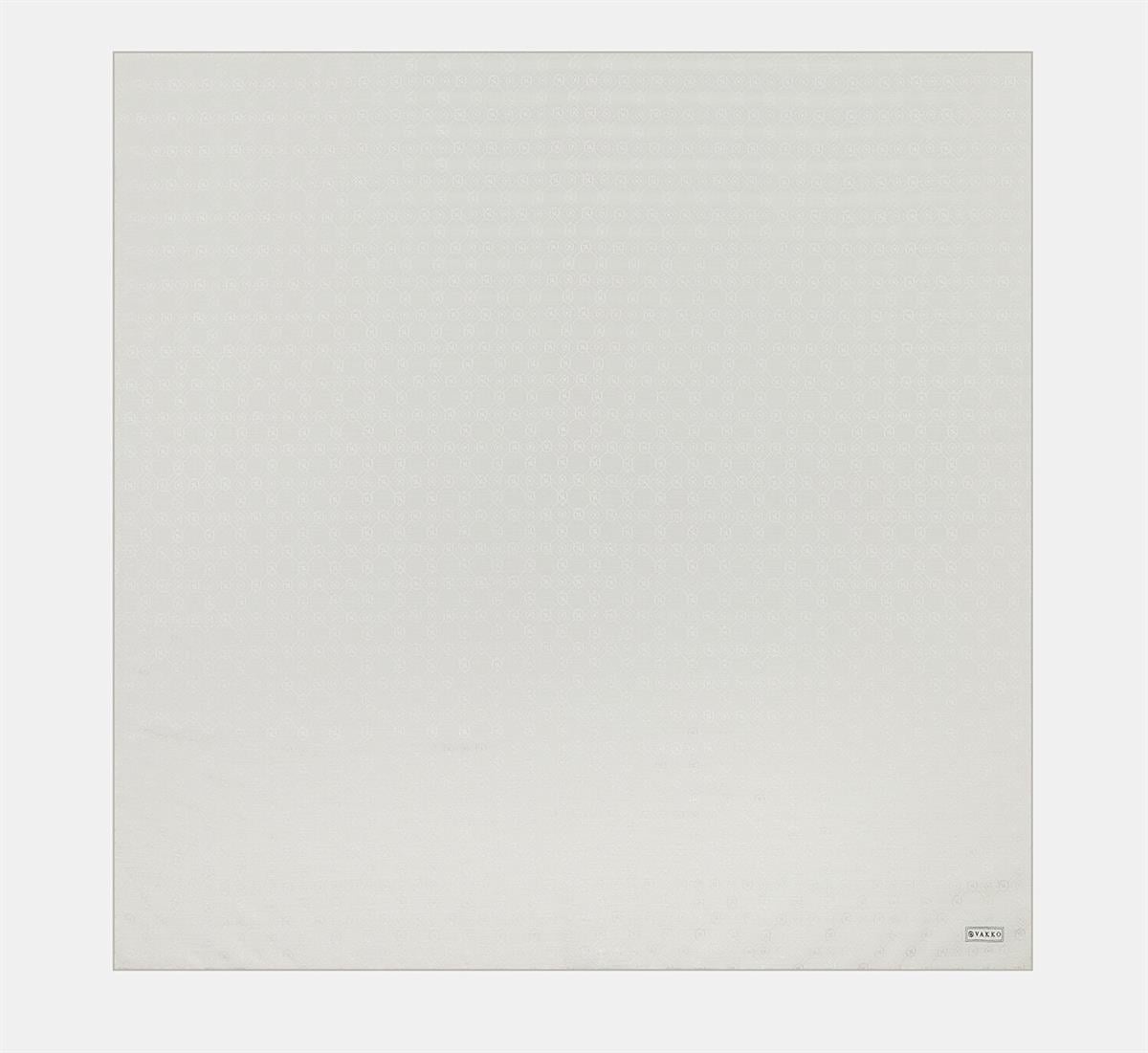 Vakko Monogram Pamuk İpek Eşarp 40829-Beyaz