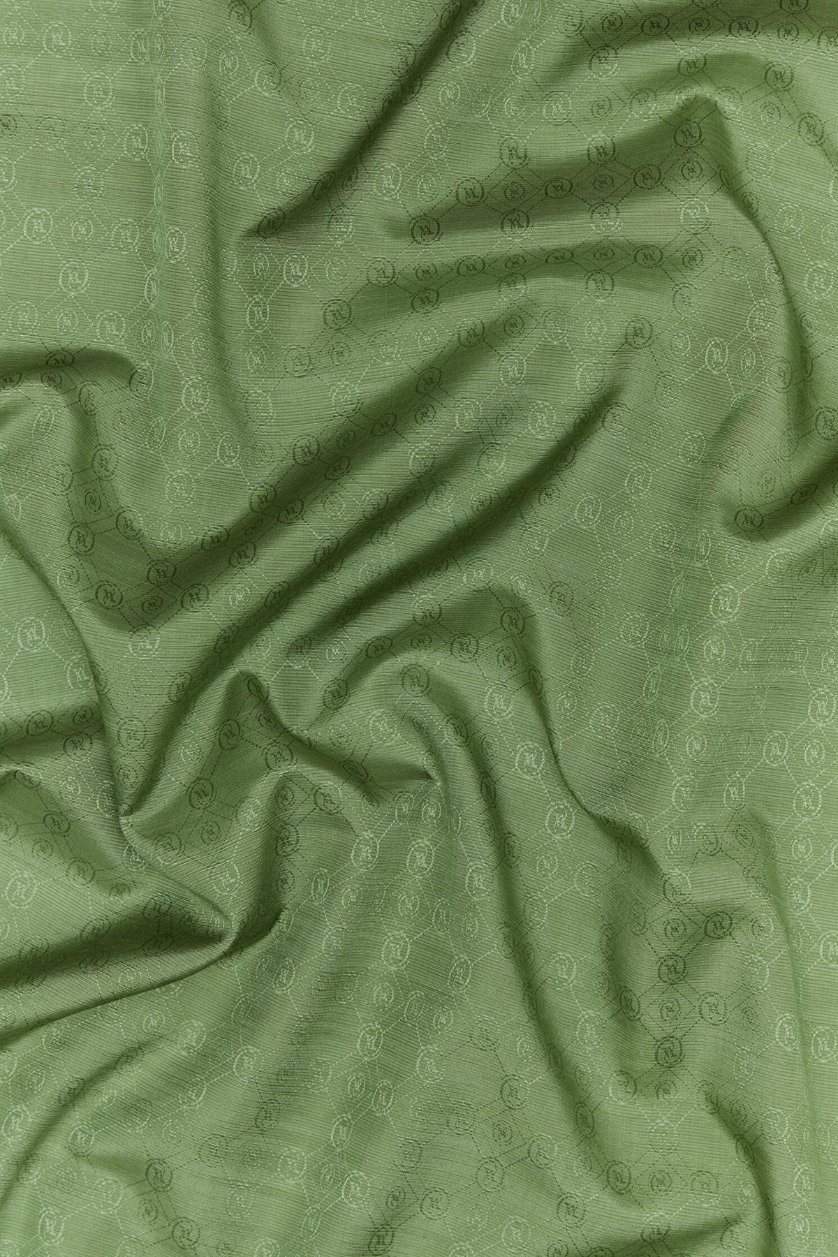 Vakko Monogram Pamuk İpek Eşarp 40829-Açık Yeşil