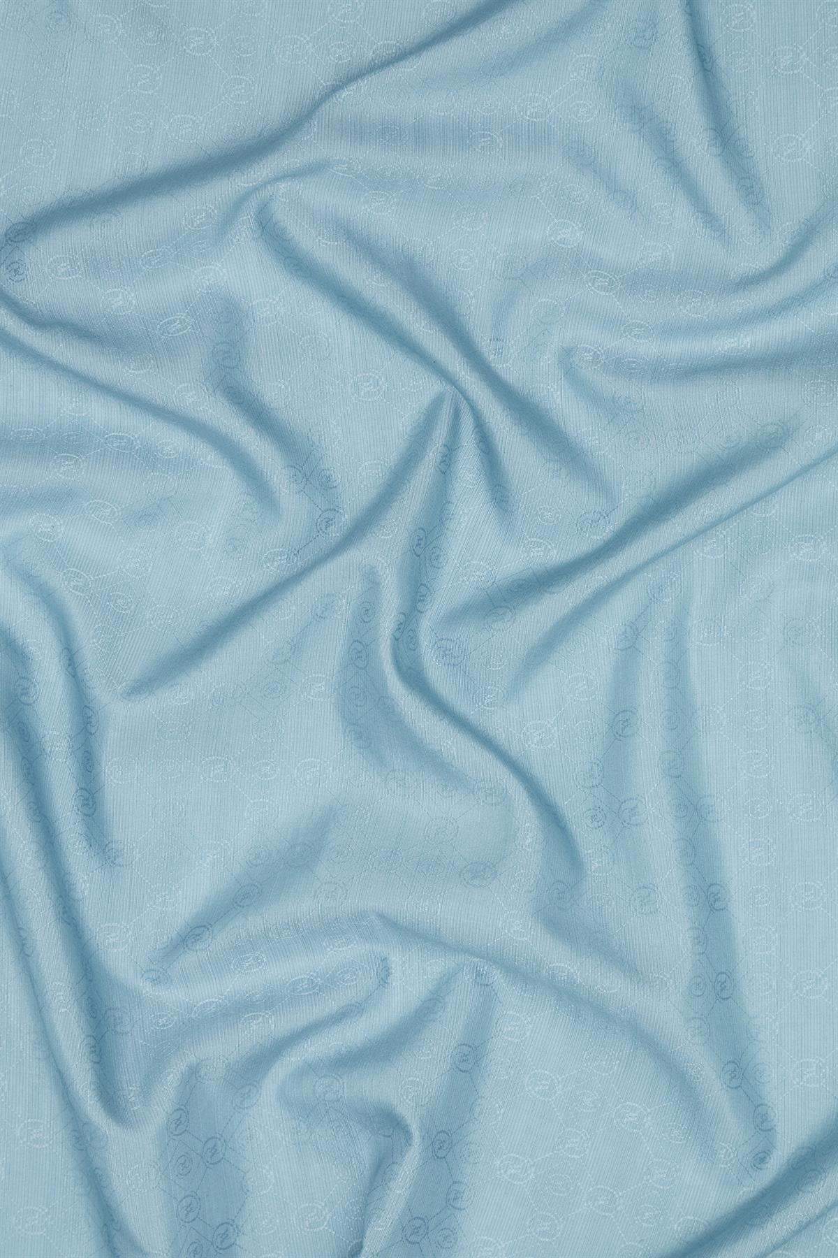 Vakko Monogram Pamuk İpek Eşarp 40829-Turkuaz