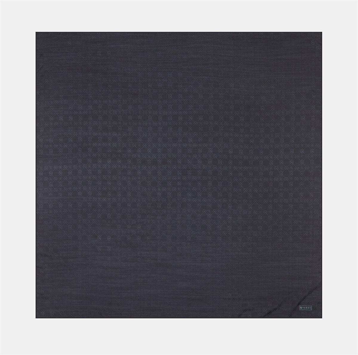 Vakko Monogram Pamuk İpek Eşarp 40829-Antrasit