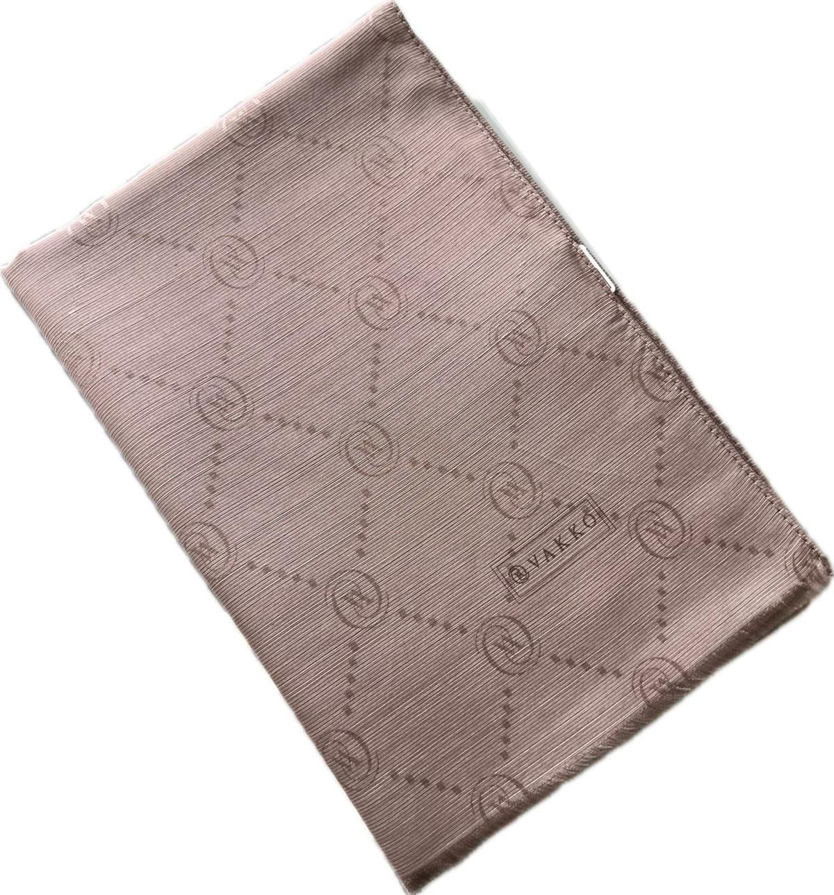 Vakko Monogram Pamuk İpek Şal 30011260-Vizon