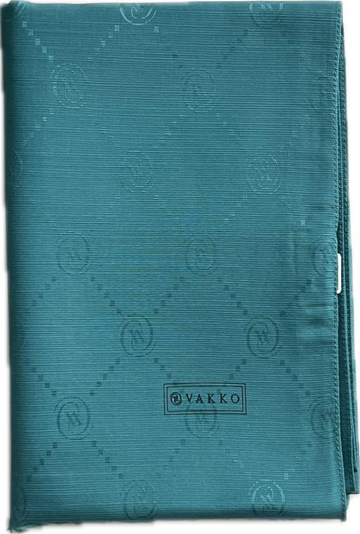 Vakko Monogram Pamuk İpek Şal 30011260-Petrol