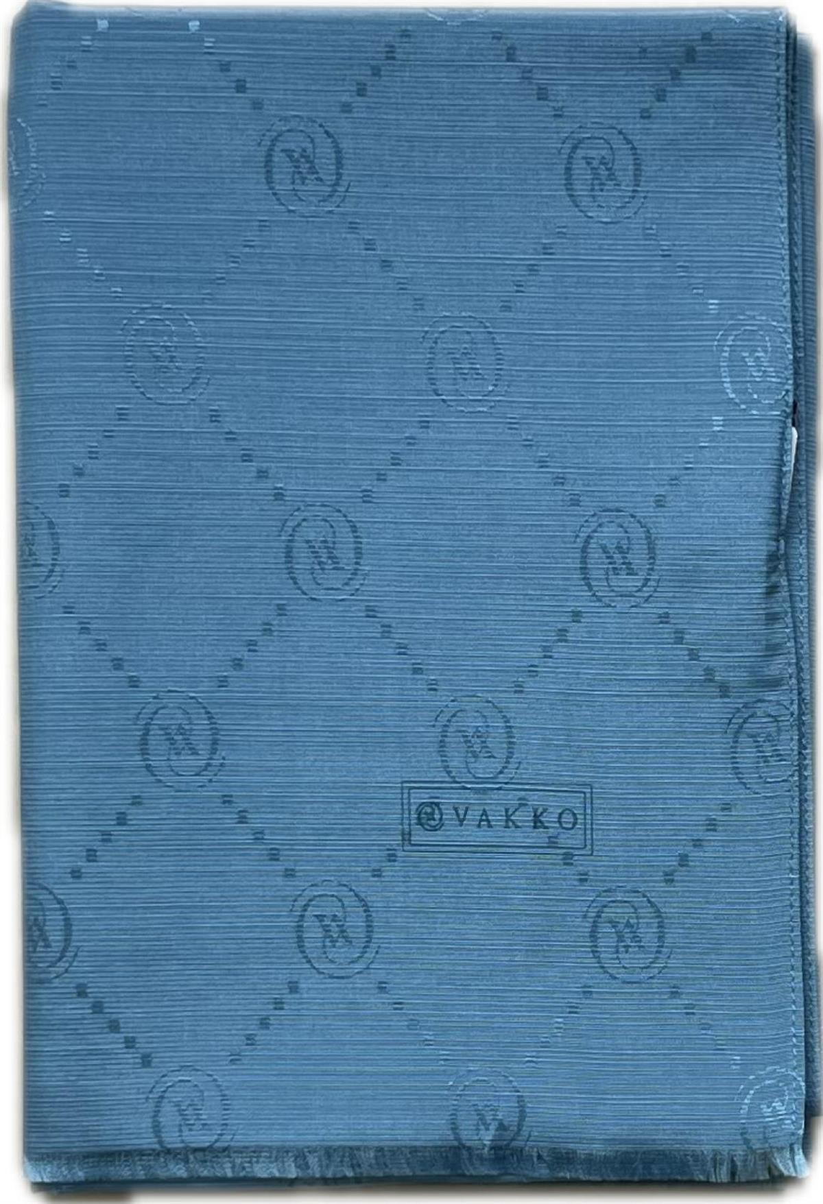Vakko Monogram Pamuk İpek Şal 30011260-Petrol Mavisi
