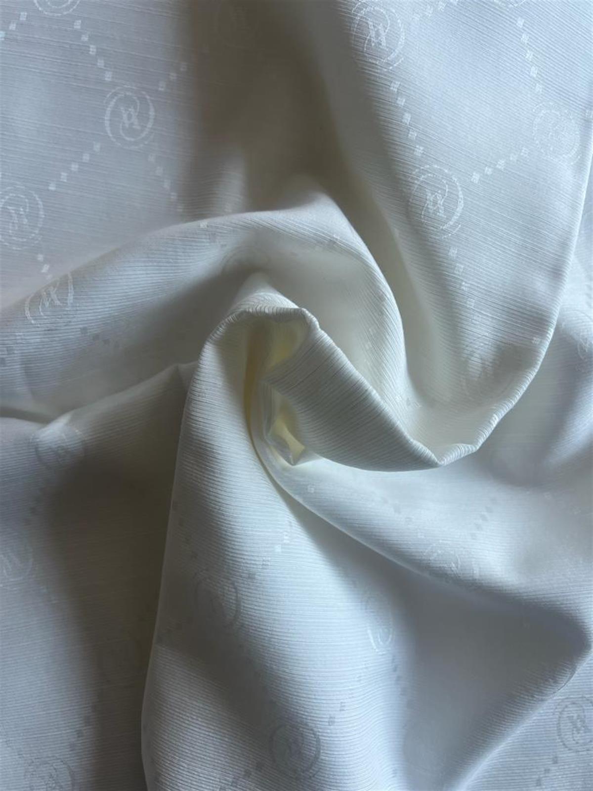 Vakko Monogram Pamuk İpek Şal 30011260-Beyaz