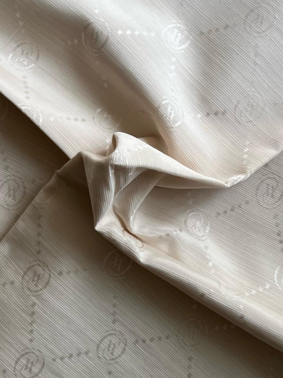 Vakko Monogram Pamuk İpek Şal 30011260-Açık Krem