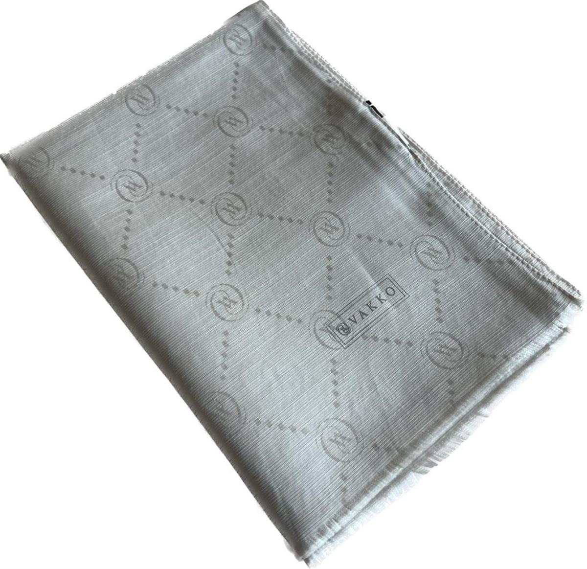 Vakko Monogram Pamuk İpek Şal 30011260-Açık Gri