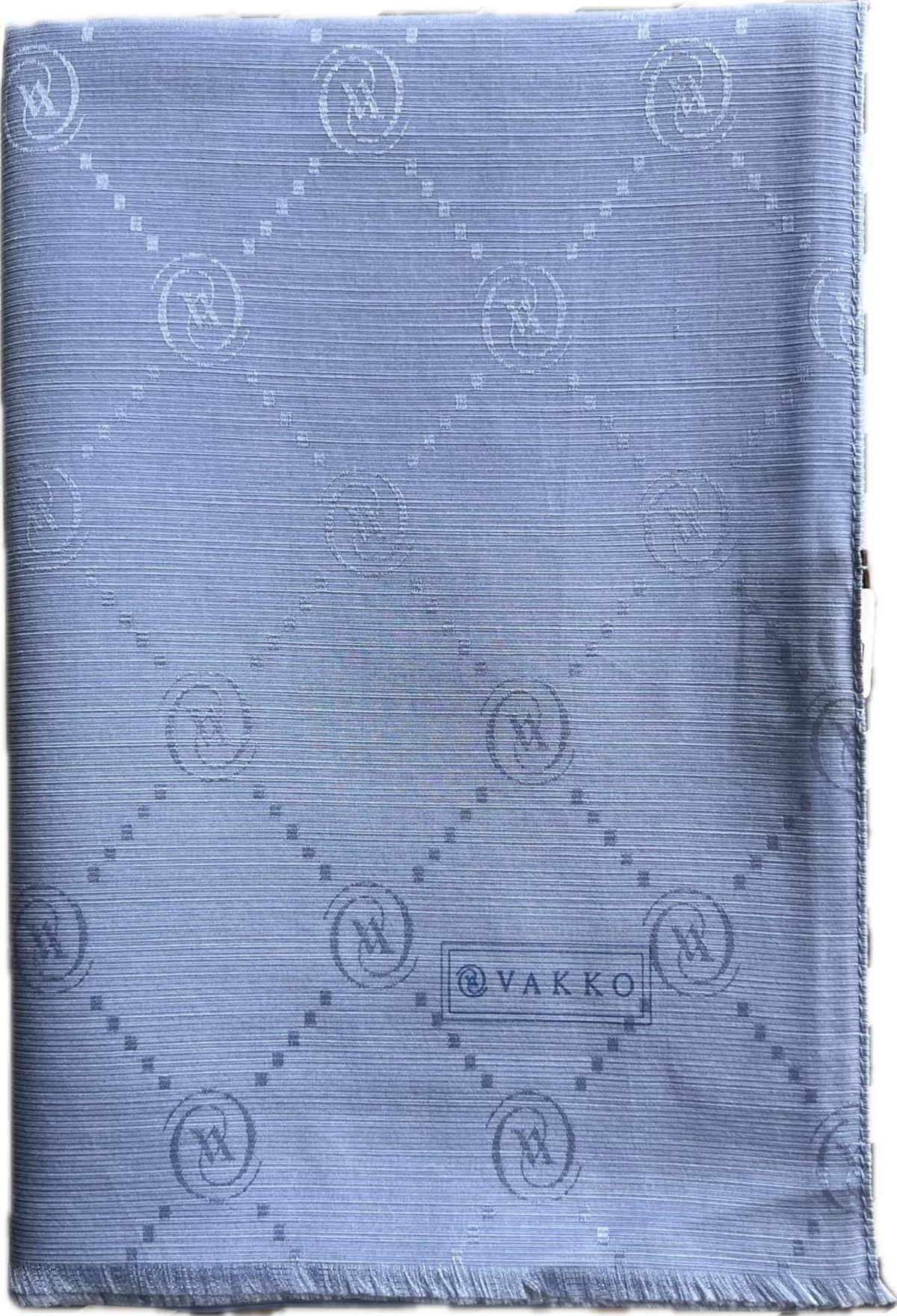 Vakko Monogram Pamuk İpek Şal 30011260-Açık Mavi