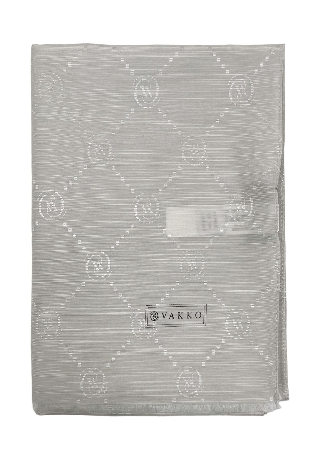 Vakko Monogram Pamuk İpek Şal 30011260-Gri