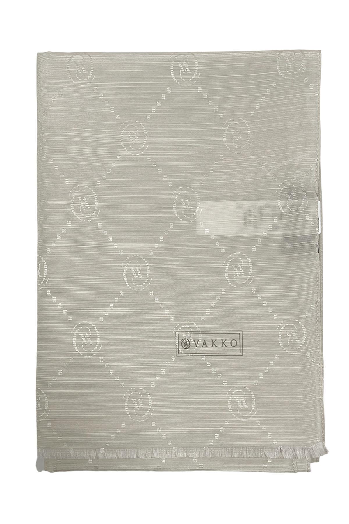 Vakko Monogram Pamuk İpek Şal 30011260-Açık Gri