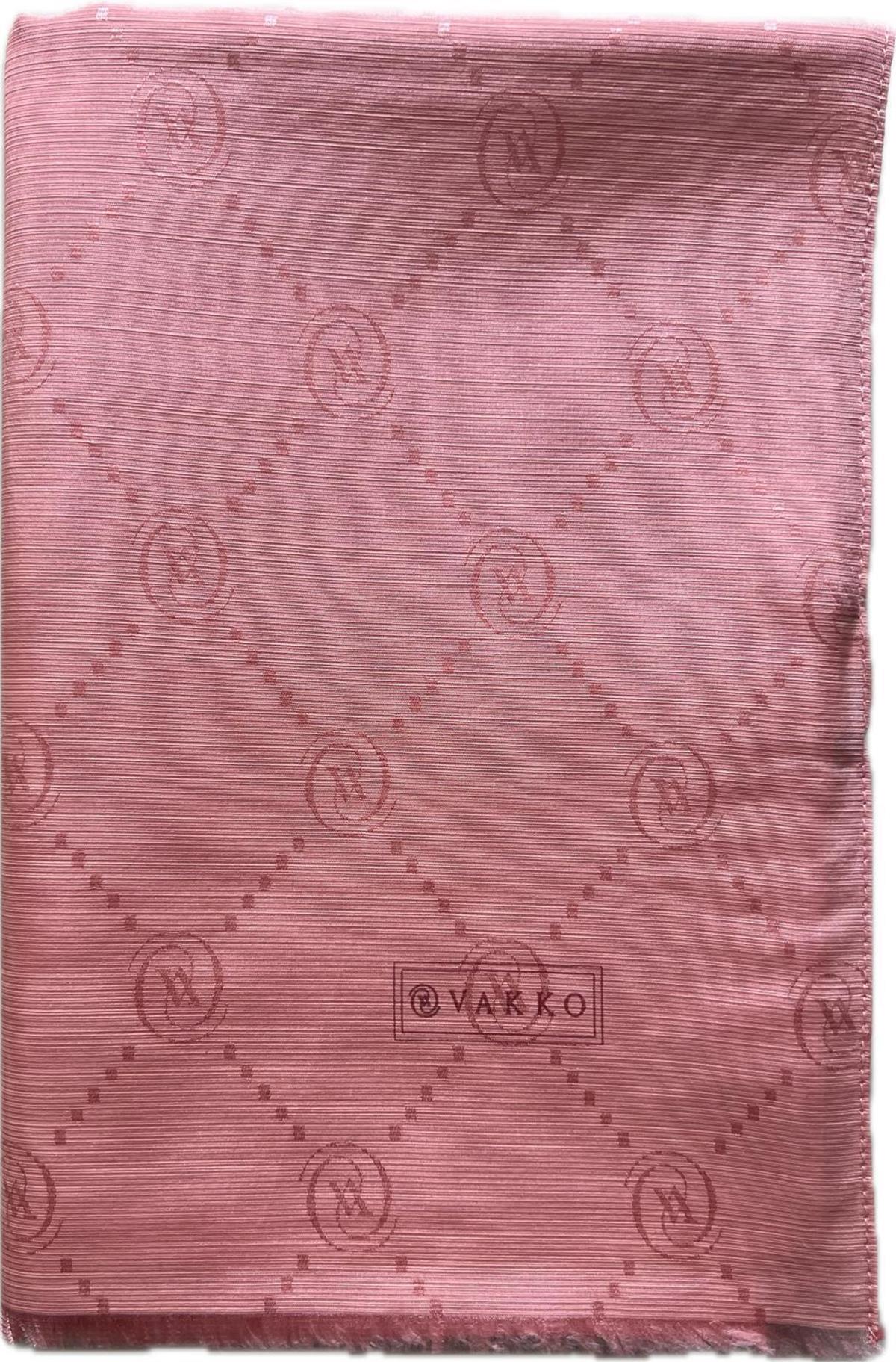 Vakko Monogram Pamuk İpek Şal 30011260-Somon