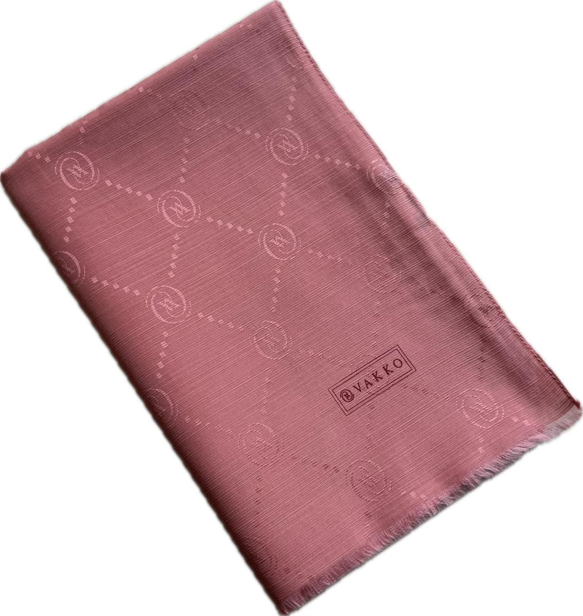 Vakko Monogram Pamuk İpek Şal 30011260-Somon