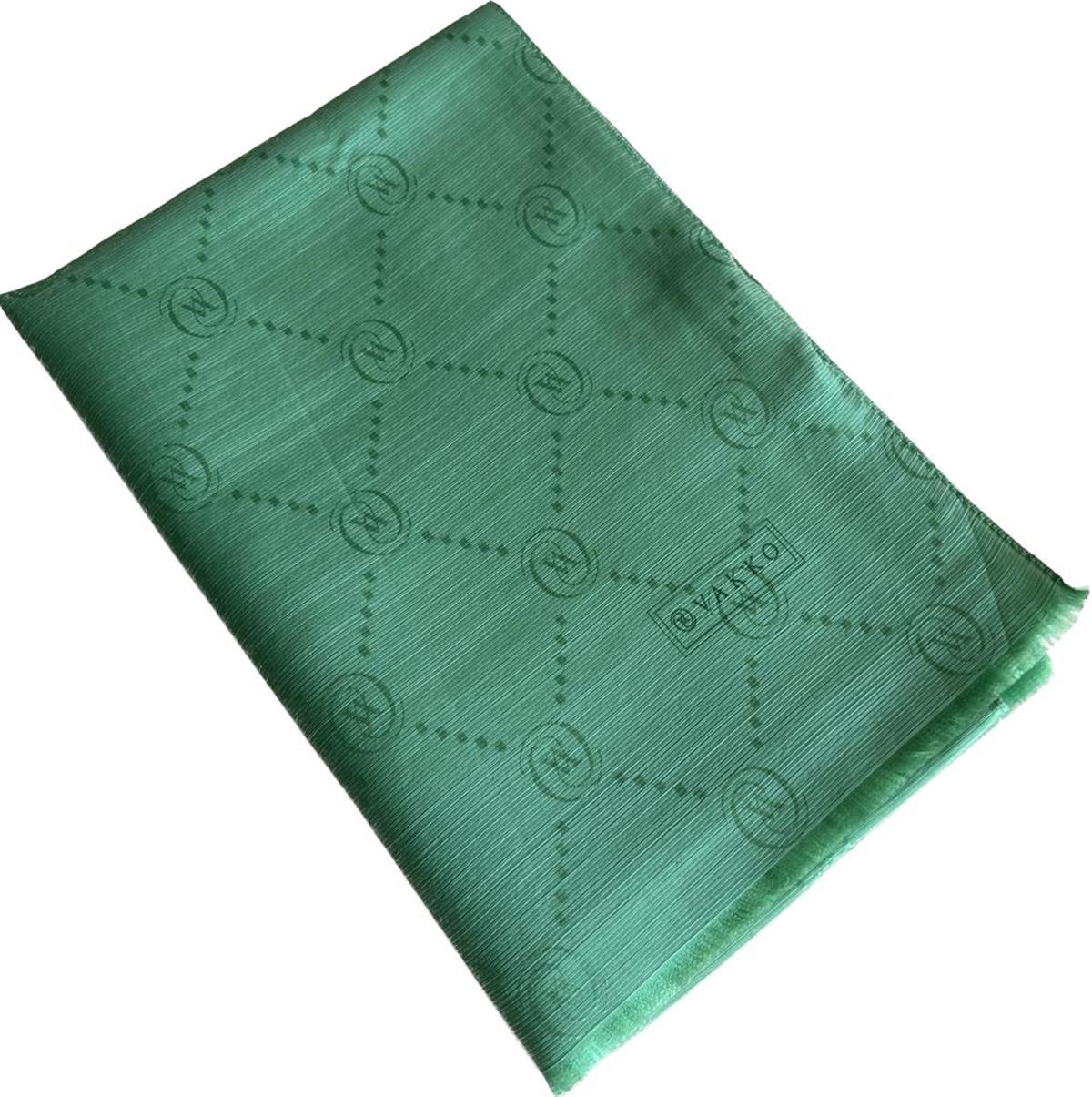 Vakko Monogram Pamuk İpek Şal 30011260-Yeşil