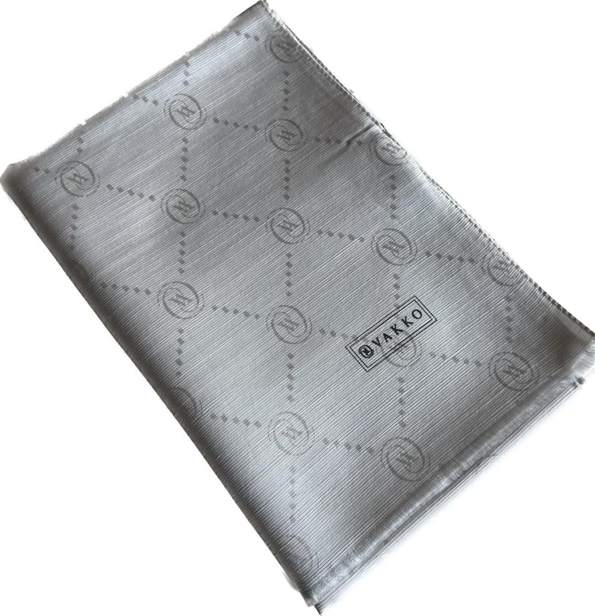 Vakko Monogram Pamuk İpek Şal 30011260-Gri
