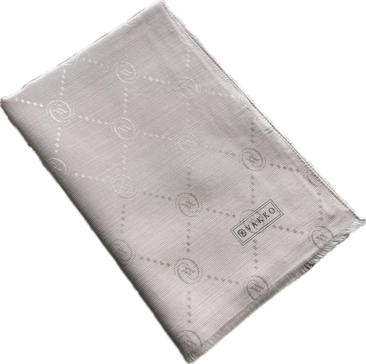 Vakko Monogram Pamuk İpek Şal 30011260-Gümüş