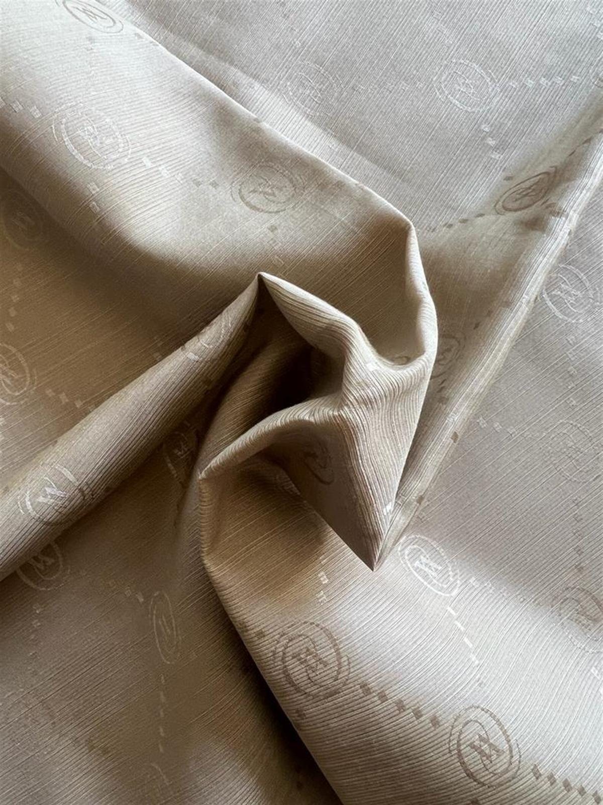 Vakko Monogram Pamuk İpek Şal 30011260-Kum