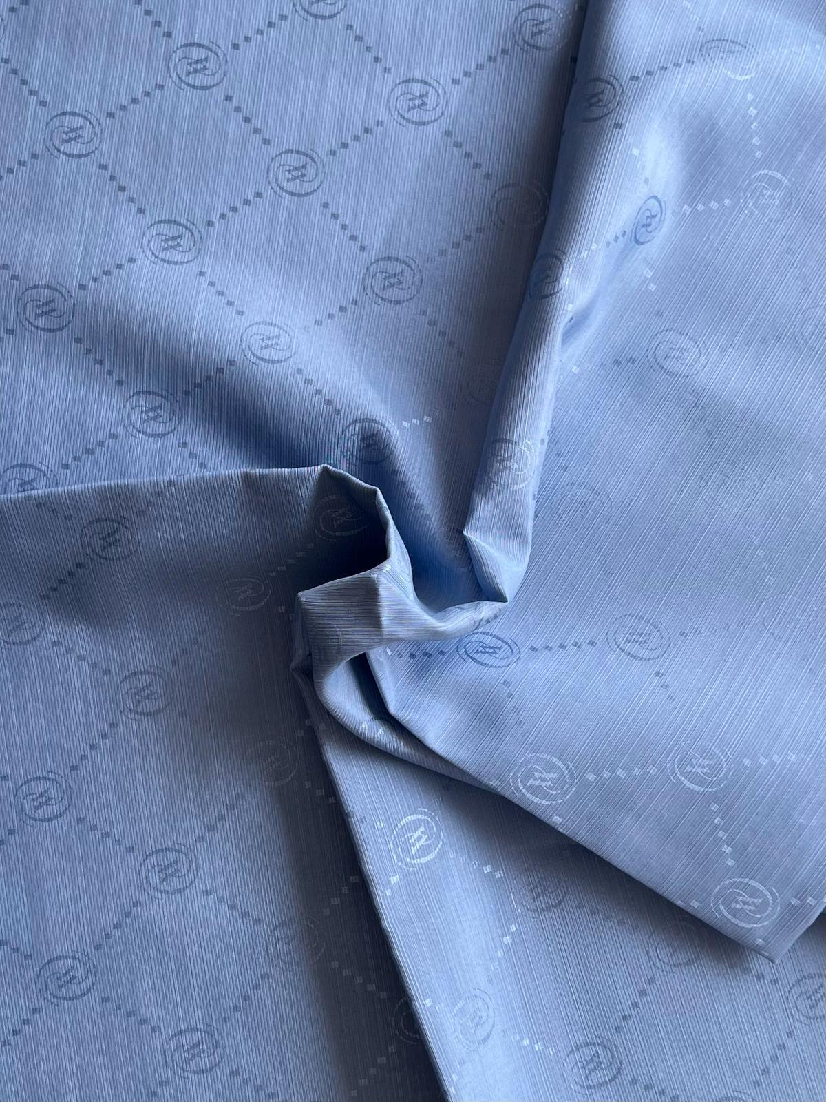 Vakko Monogram Pamuk İpek Şal 30011260-Açık Mavi