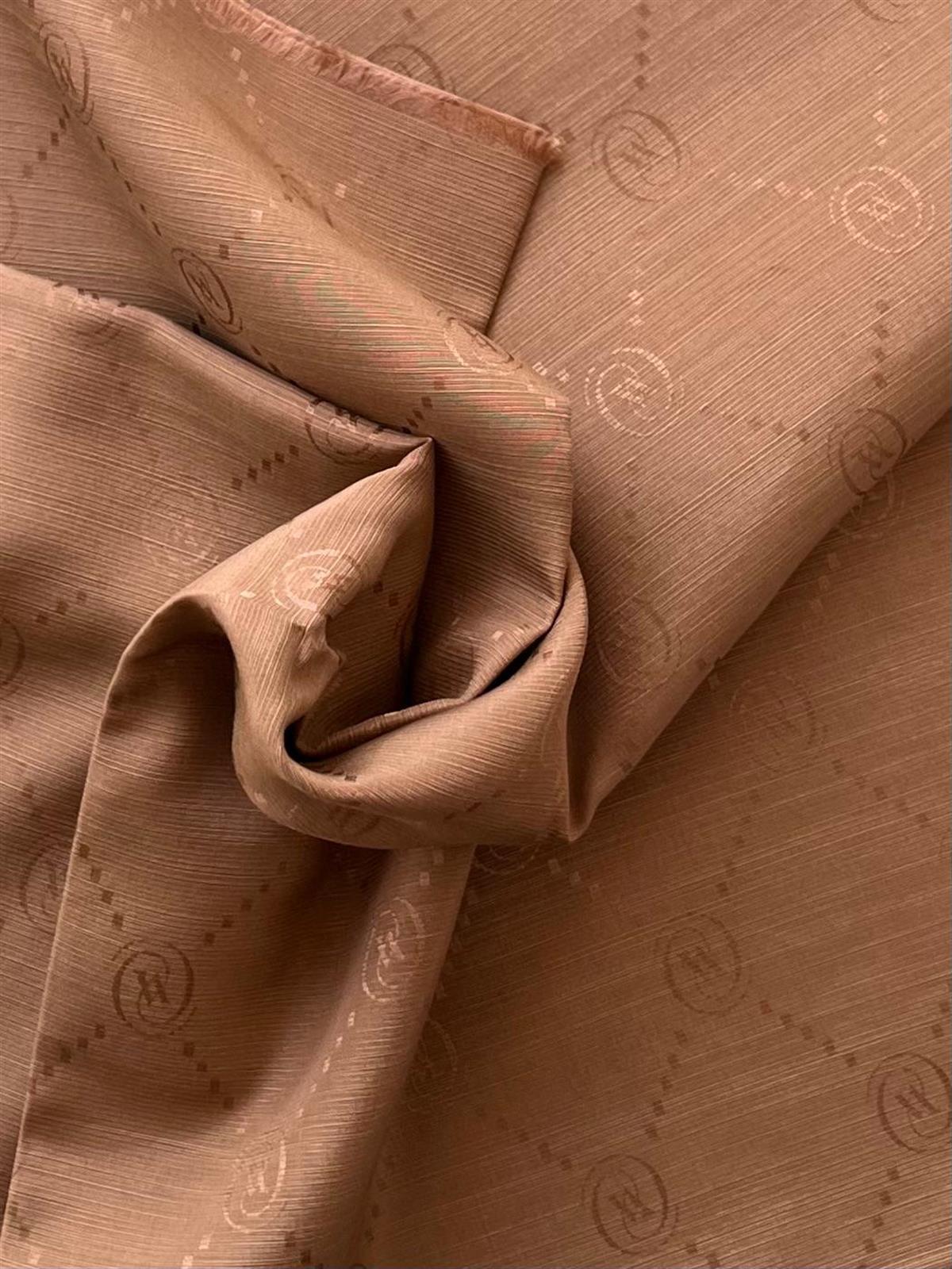 Vakko Monogram Pamuk İpek Şal 30011260-Sütlü Kahve