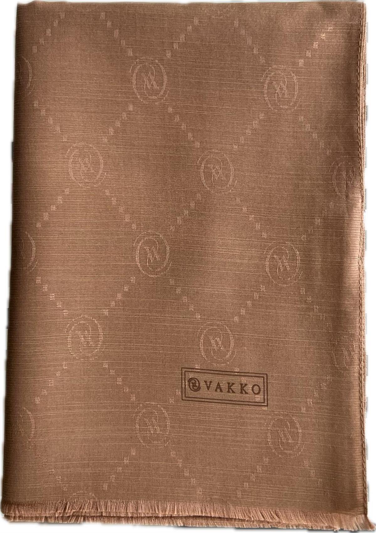 Vakko Monogram Pamuk İpek Şal 30011260-Sütlü Kahve