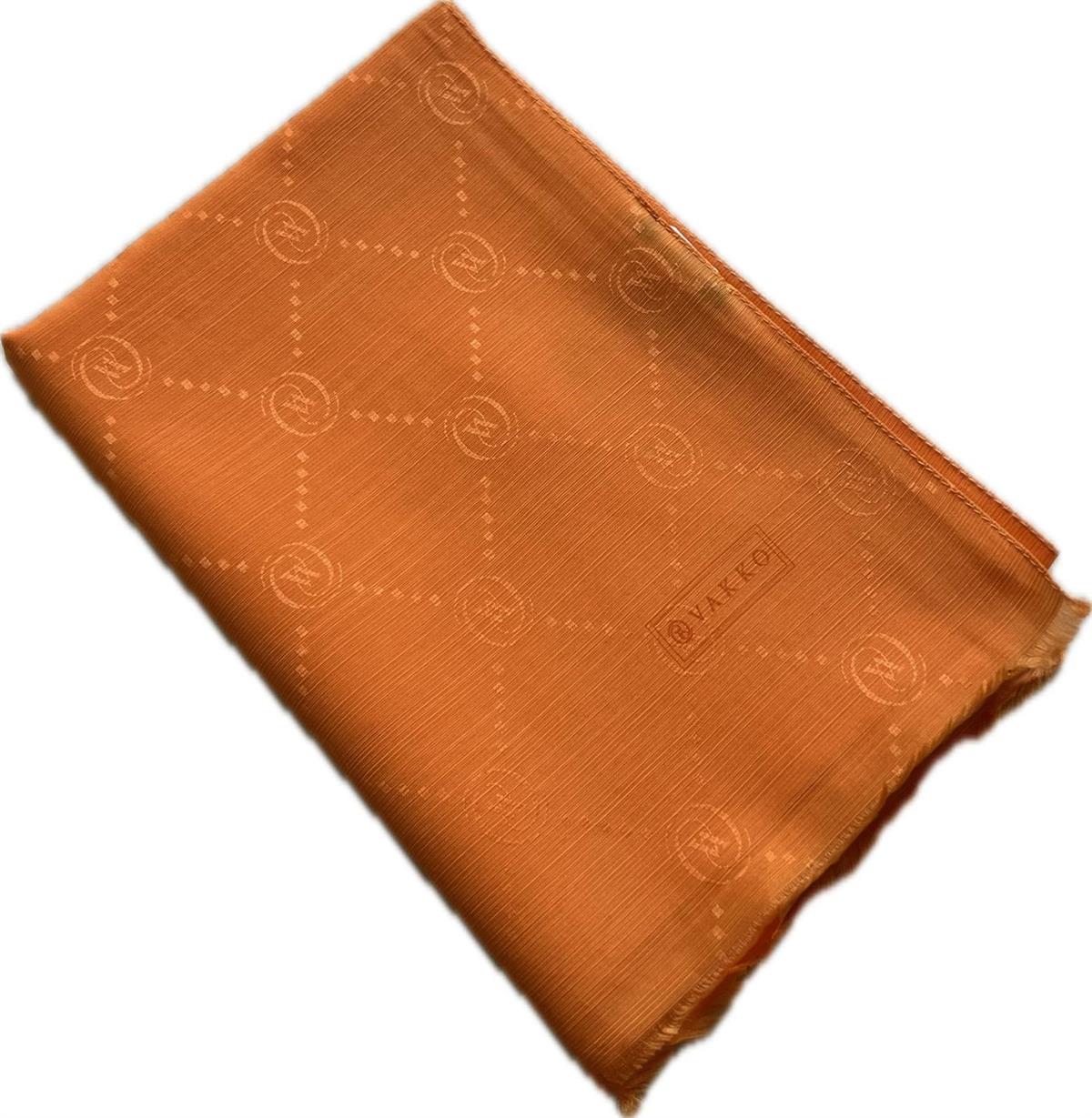 Vakko Monogram Pamuk İpek Şal 30011260-Turuncu