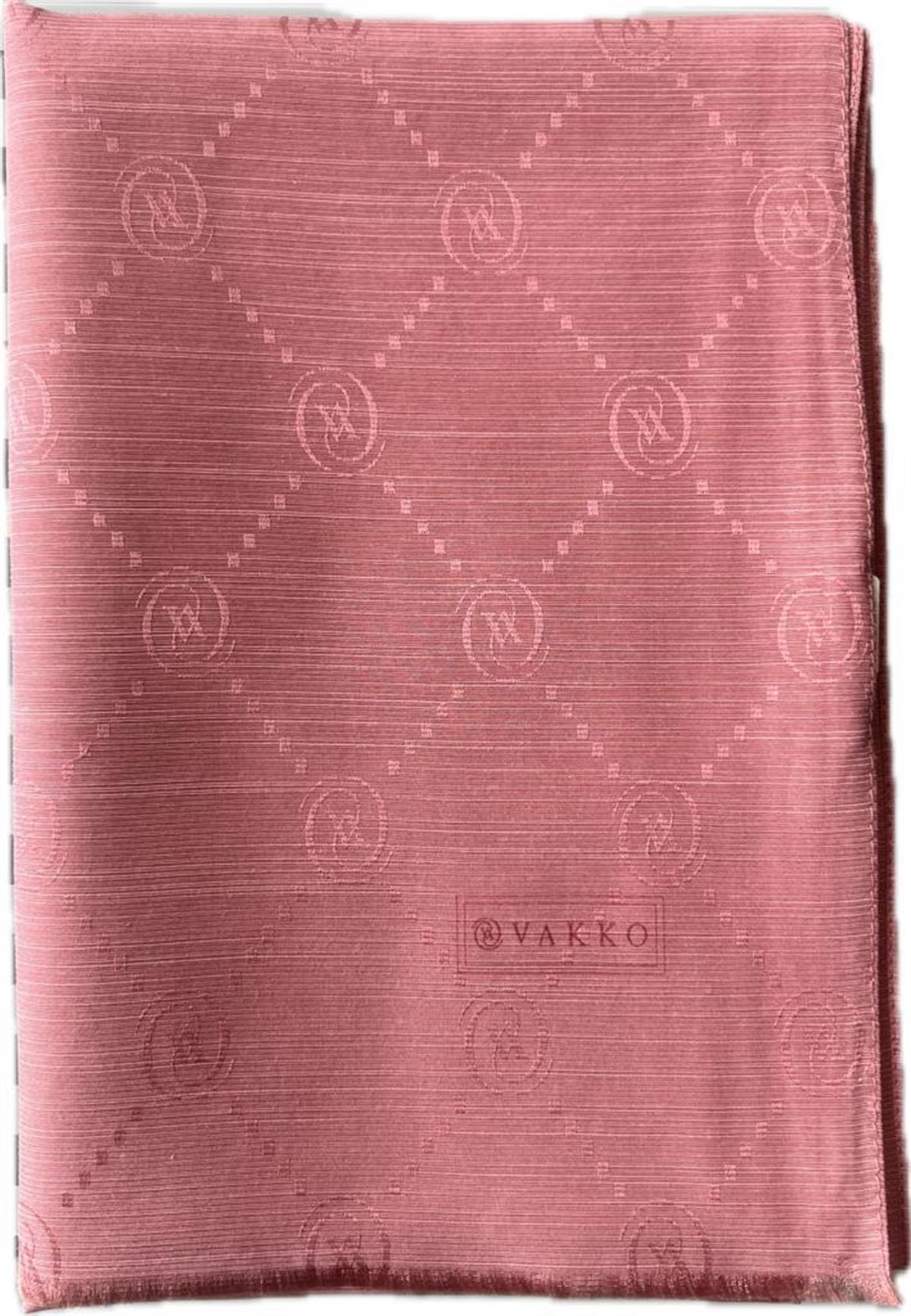 Vakko Monogram Pamuk İpek Şal 30011260-Gül Kurusu