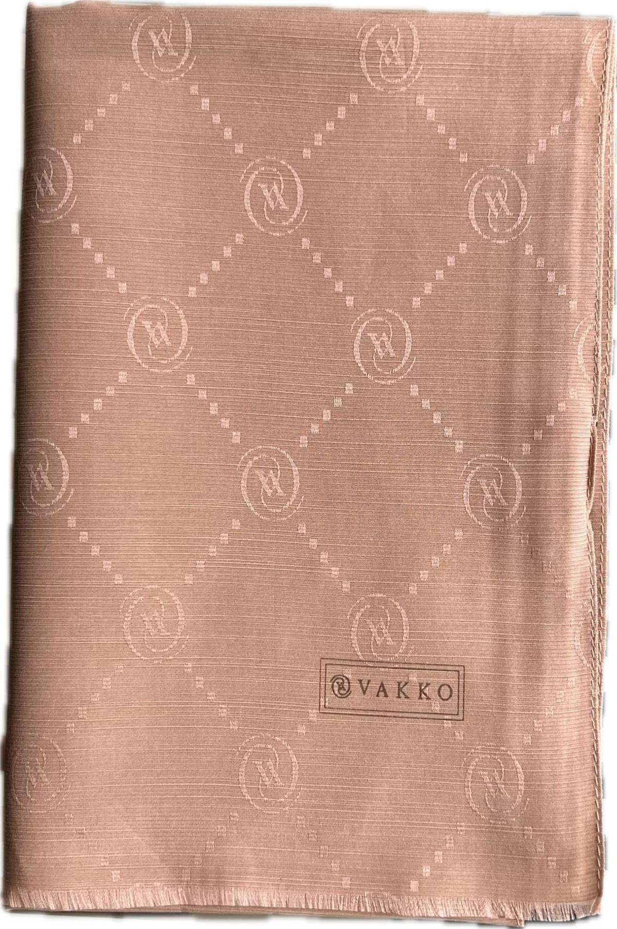Vakko Monogram Pamuk İpek Şal 30011260-Açık Kahve